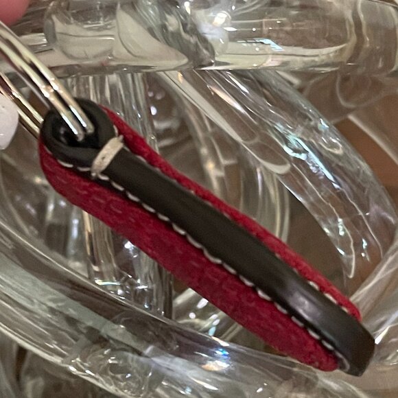 Coach Jacquard Signature C Teardrop Keychain Key Fob Bag Charm Red - Picture 9 of 11